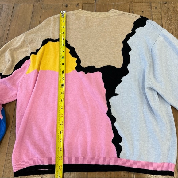 Wispr Aubrey Silk-Blend Cream Multicolor Pullover Sweater Women's Large abstract - Picture 8 of 9